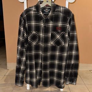 Harley Davidson Black/White Checkered L/S Flannel Large